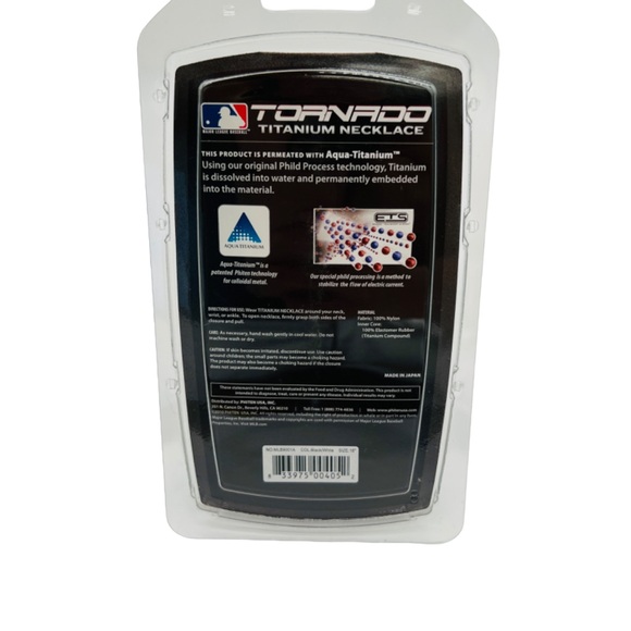 Phiten MLB Authentic Tornado Titanium Black & White Necklace 18" NEW - Picture 4 of 4